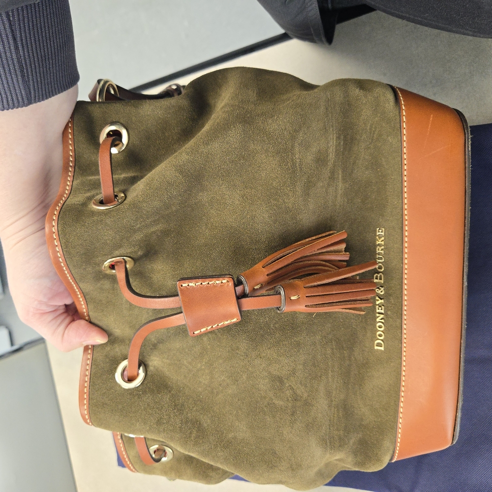 Dooney & Bourke Green Suede Bucket Bag